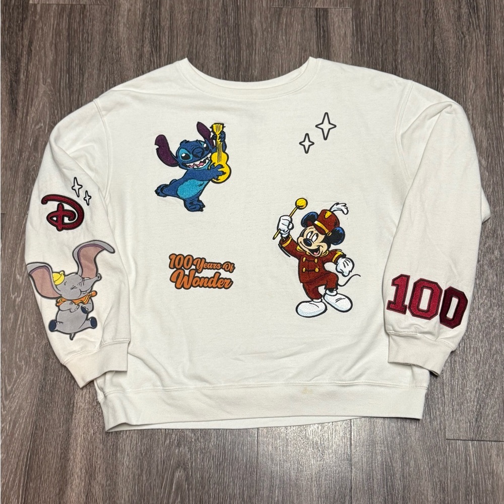 ✨ Disney 100 Years of Wonder Embroidered Sweatshirt (Size XL) ✨